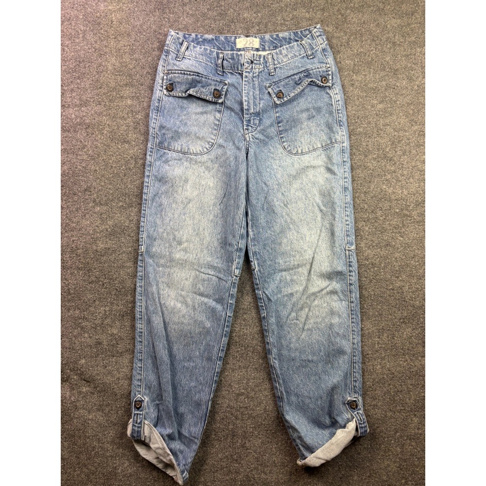 We The Free Jeans Womens 28 Blue Utility Cargo Patch Pocket Straight Leg Denim